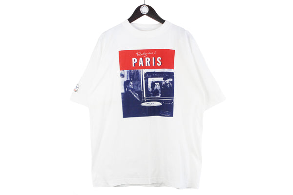 Vintage Randevu Vous in Paris T-Shirt XLarge Kronenbourg 1664 Paris cinema film 90s retro classic cotton deadstock merch t-shirt