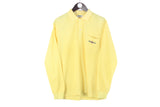 Vintage Hugo Boss Long Sleeve Polo T-Shirt Medium yellow collared sport shirt 90s retro small logo cotton sweatshirt golf tennis style