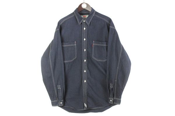 Vintage Levi's Shirt Large denim classic USA 90s retro work wear blouse denim jeans shirt