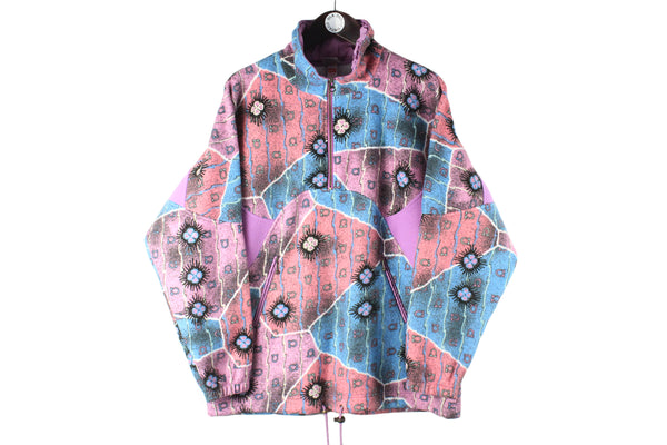 Vintage Fleece 1/4 Zip Small / Medium purple abstract pattern 90s retro ski style jumper sweater