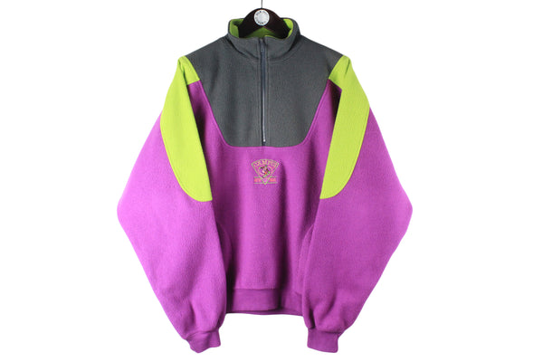 Vintage Fleece 1/4 Zip XLarge purple 90s retro sweater ski jumper
