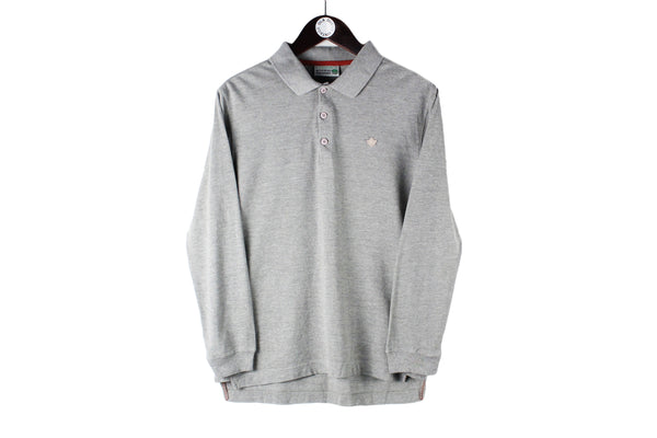 Maharishi Long Sleeve Polo T-Shirt Small gray collared authentic streetwear minimalistic shirt