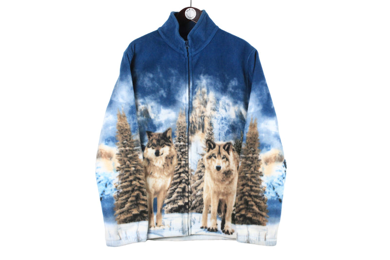 Vintage Wolf Fleece Full Zip Large