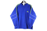 Vintage Adidas Sweatshirt Medium / Large blue green v-neck small logo 90s retro sport style jumper