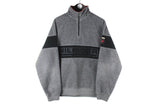 Vintage Tommy Hilfiger Fleece 1/4 Zip Medium / Large gray big logo 90s retro sweater ski wear jumper