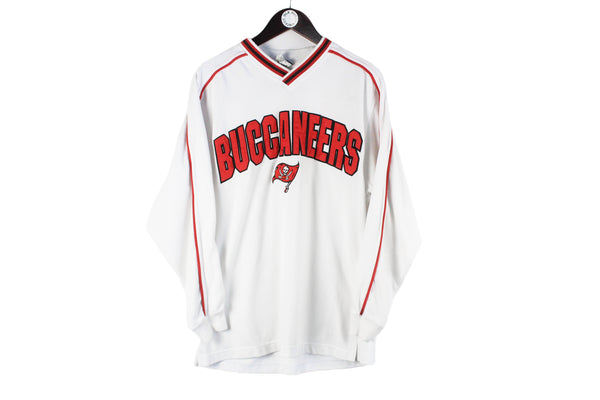 Vintage Tampa Bay Buccaneers Lee Sweatshirt Small white big logo NFL football american sport USA 90s v-neck jumper
