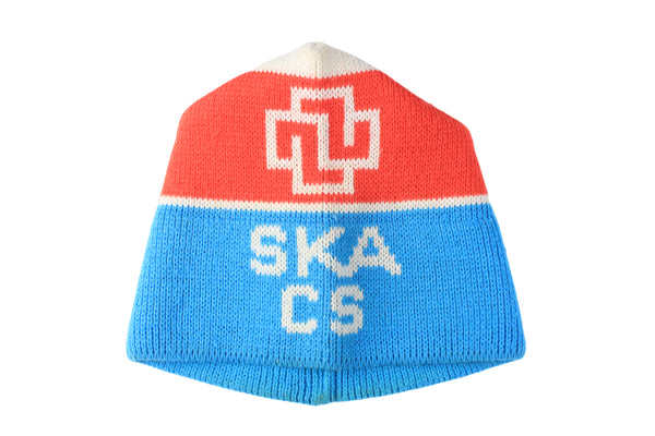 Vintage SKA CS Hat ski style retro classic 80s sport  Suisse Credit Association red blue white winter ski style hockey multicolor