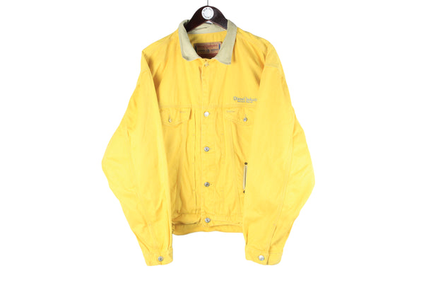 Vintage Diesel Denim Jacket XLarge yellow 90s retro heavy coat USA work wear 