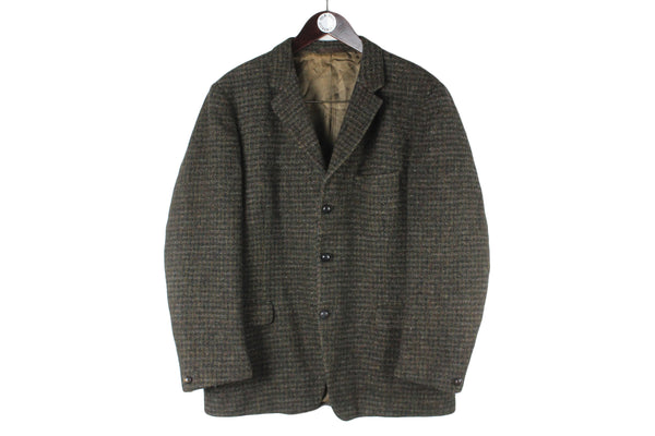 Vintage Harris Tweed Blazer Medium / Large wool heavy jacket 70s 80s college university style classic teacher 3 buttons coat