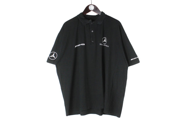 Vintage Mercedes AMG Polo T-Shirt XLarge Formula 1 racing style oversized 00s authentic collared shirt short sleeve