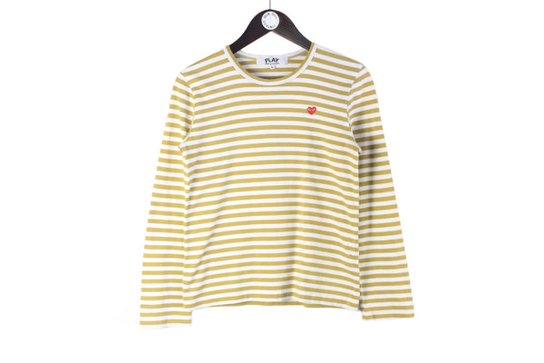 Comme Des Garçons Play Long Sleeve T-Shirt Women’s Large striped pattern 3/4 sleeve authentic streetwear sweatshirt