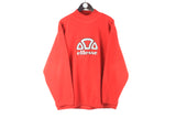 Vintage Ellesse Sweatshirt Large red sweater turtleneck ski style big logo 90s authentic Italy sport wear