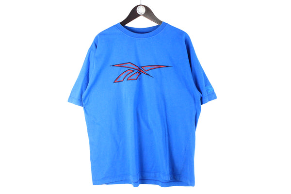Vintage Reebok T-Shirt XLarge big logo blue 90s retro sport style shirt