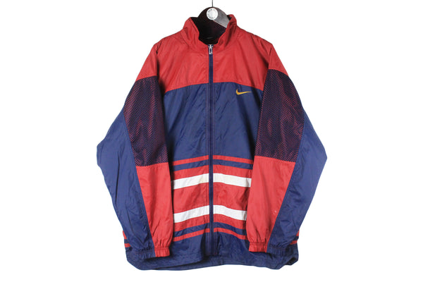 Vintage Nike Jacket XLarge big logo red blue 90s retro windbreaker sport style full zip oversized