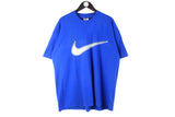 Vintage Nike T-Shirt XLarge blue big swoosh logo 90s retro sport style cotton shirt 
