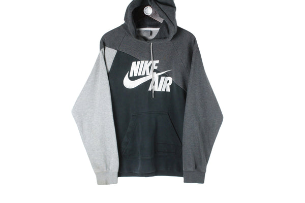 Vintage Nike Hoodie Medium black gray 00s hooded jumper sport style oversized wear