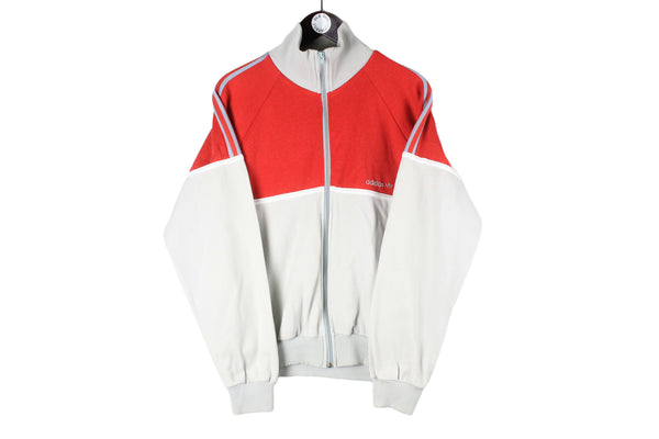 Vintage Adidas Track Jacket Medium made in Romania gray red 80s retro full zip classic sport style windbreaker