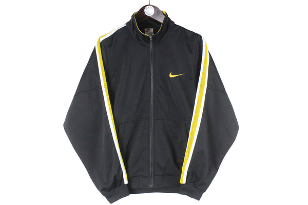 Vintage Nike Track Jacket Medium black small swoosh logo 90s retro windbreaker sport style