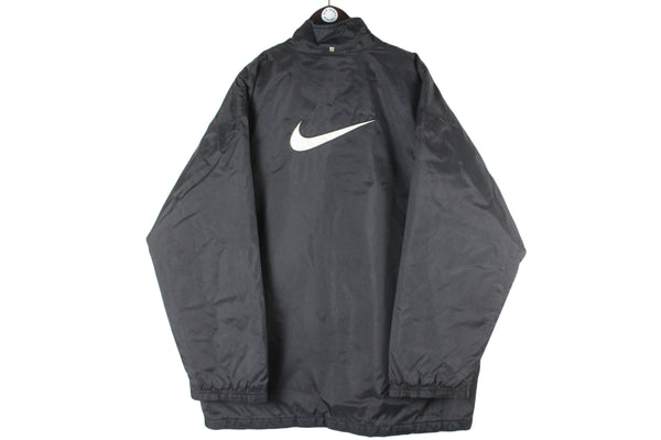Vintage Nike Jacket XLarge big swoosh logo black 90s retro windbreaker sport style 