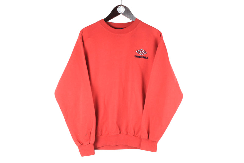 Vintage Umbro Sweatshirt Medium red small logo 90s retro crewneck sport style jumper