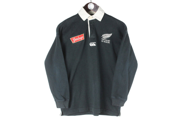 Vintage New Zealand Rugby Shirt Women's Medium sport style National Team 90s 00s All Blacks CCC Canterbury 
