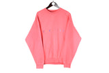 Vintage United Colors of Benetton Sweatshirt Medium / Large pink big logo crewneck 90s retro sport style jumper 