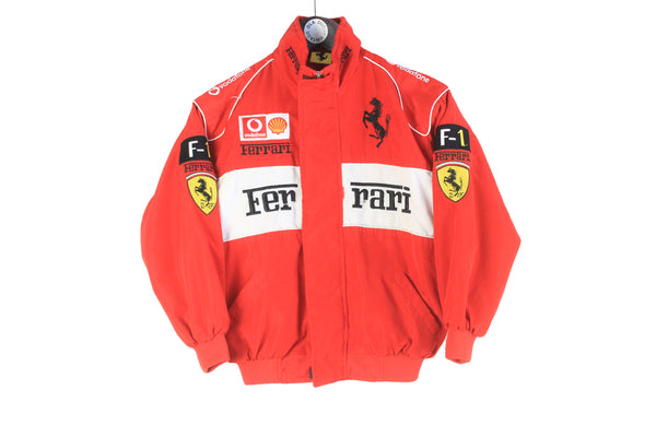 Vintage Ferrari Jacket Kids red big logo Formula 1 90s retro F1 racing windbreaker