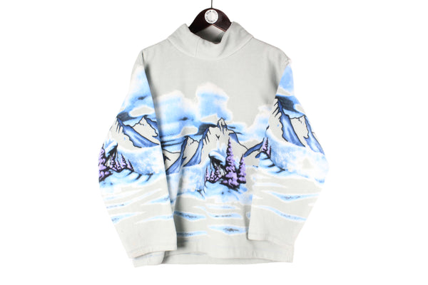 Vintage Arctic Fleece Women's Medium Turtleneck nature print 90s retro sport style pullover sweater