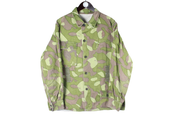 Vintage Military Jacket Large camo 90s camouflage retro army collared shirt heavy style green