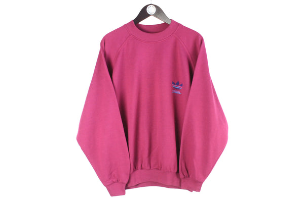 Vintage Adidas Sweatshirt Large pink purple small rainbow logo crewneck sport style 90s jumper oversized fit
