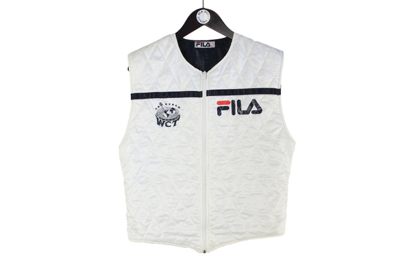 Vintage Fila WCT Tennis Vest Medium 80s sleeveless jacket white retro sport style rare world championship ATP tour