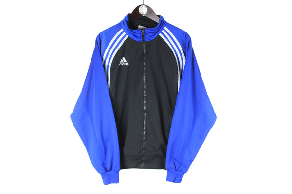 Vintage Adidas Track Jacket Large black blue 90s retro windbreaker sport style full zip cardigan