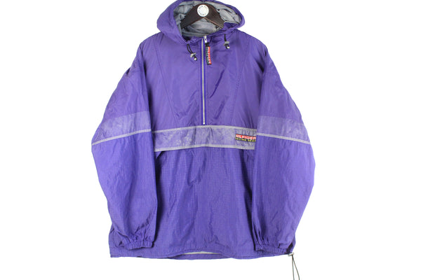 Vintage Tommy Hilfiger Anorak Jacket XLarge purple big logo 90s retro sport style oversized windbreaker classic hooded jacket