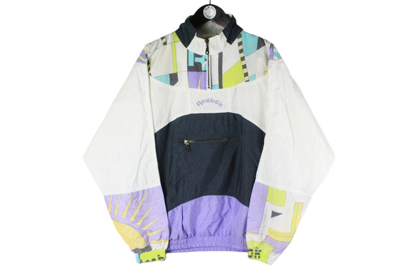 Vintage Reebok Anorak Jacket Medium windbreaker 90s retro small logo  sport style abstract pattern multicolor