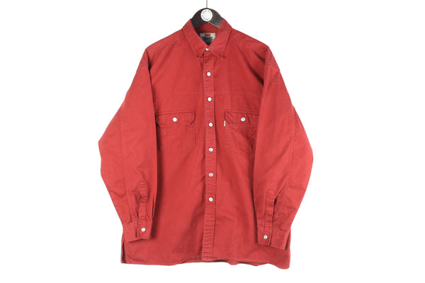 Vintage Levi’s Shirt Large red 90s retro collared USA work wear denim shirt