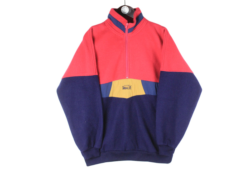 Vintage Fleece Half Zip Medium Swiss Snowlife 90s retro ski style sweater multicolor jumper