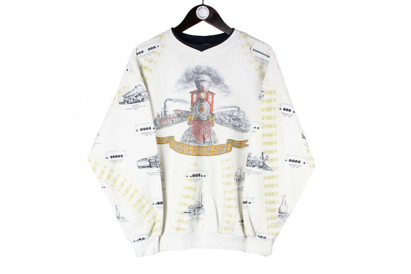 Vintage America's Steam Trains Sweatshirt Women's Large Train 90s retro sweater crewneck jumper big logo 