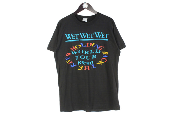 Vintage Wet Wet Wet 1989/90 Tour T-Shirt Large Holding Back The River black 80s 90s retro cotton oversized shirt soft rock Scotland shirt  official merch top