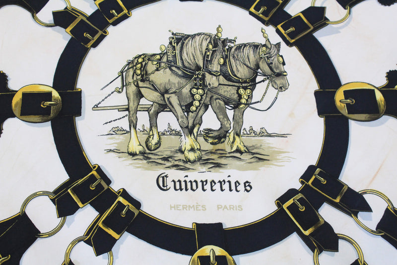 Vintage Hermes Cuivreries by F. de La Perriere Scarf