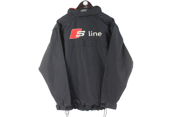 Vintage Audi S-Line Jacket Large black big logo racing sport style 00s formula 1 race wear windbreaker big logo