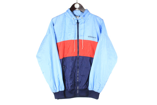 Vintage Adidas Jacket Medium windbreaker sport style 80s retro light wear 90s blue
