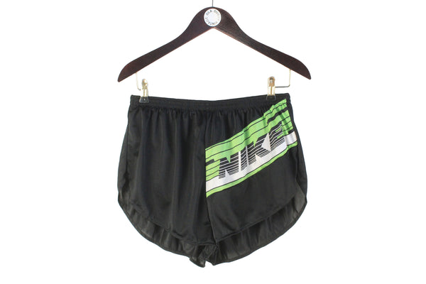 Vintage Nike Shorts XLarge black green running style above the knee sport USA style made in UK shorts