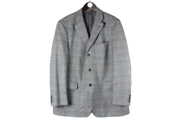 Vintage Yves Saint Laurent Blazer XLarge gray wool jacket 90s retro style classic luxury wear