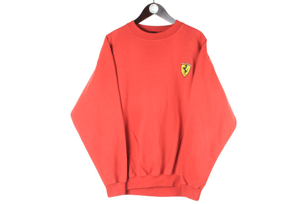 Vintage Ferrari Sweatshirt Large red small logo retro 90s crewneck sport jumper Formula 1 racing team F1 crewneck