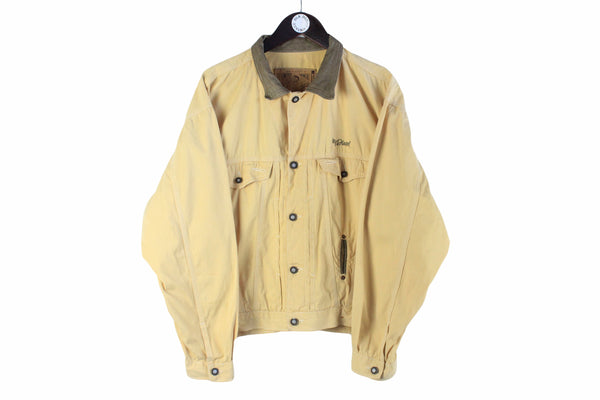 Vintage Diesel Denim Jacket Large yellow beige 90s oversized classic USA work wear style 