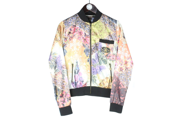 Roberto Cavalli Jacket Women's Large abstract pattern floral print authentic bomber light wear
