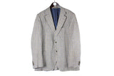 Suitsupply Blazer XLarge plaid pattern authentic pure linen jacket luxury 2 buttons classic 
