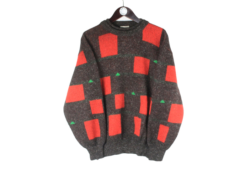 Vintage Louis Feraud Sweater Medium 90s retro wool jumper pullover classic crewneck luxury wear