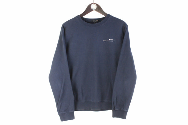 minimalistic A.P.C. Sweatshirt Medium navy blue crewneck streetwear long sleeve jumper