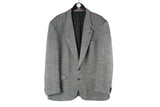 Vintage Harris Tweed Blazer XLarge gray wool 2 buttons 90s retro style heavy coat college university teacher style